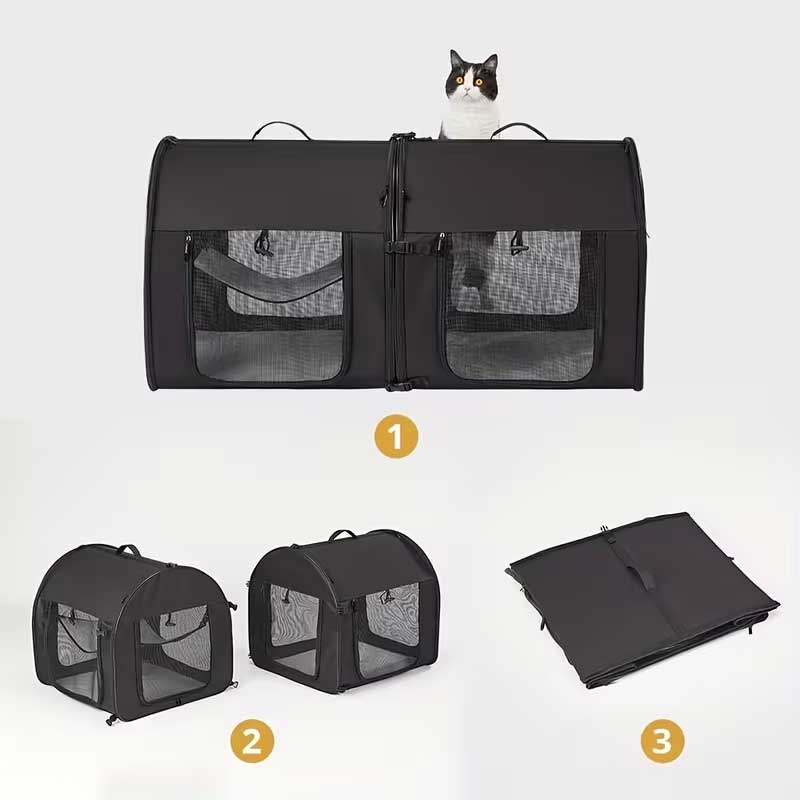 2-in-1 Multi-katten reismand voor in de auto 90x35x44,5 cm - Dubbele kattenkennel voor lange autoreizen - Zitverhoger voor 2 katten voor achterbank met harnas