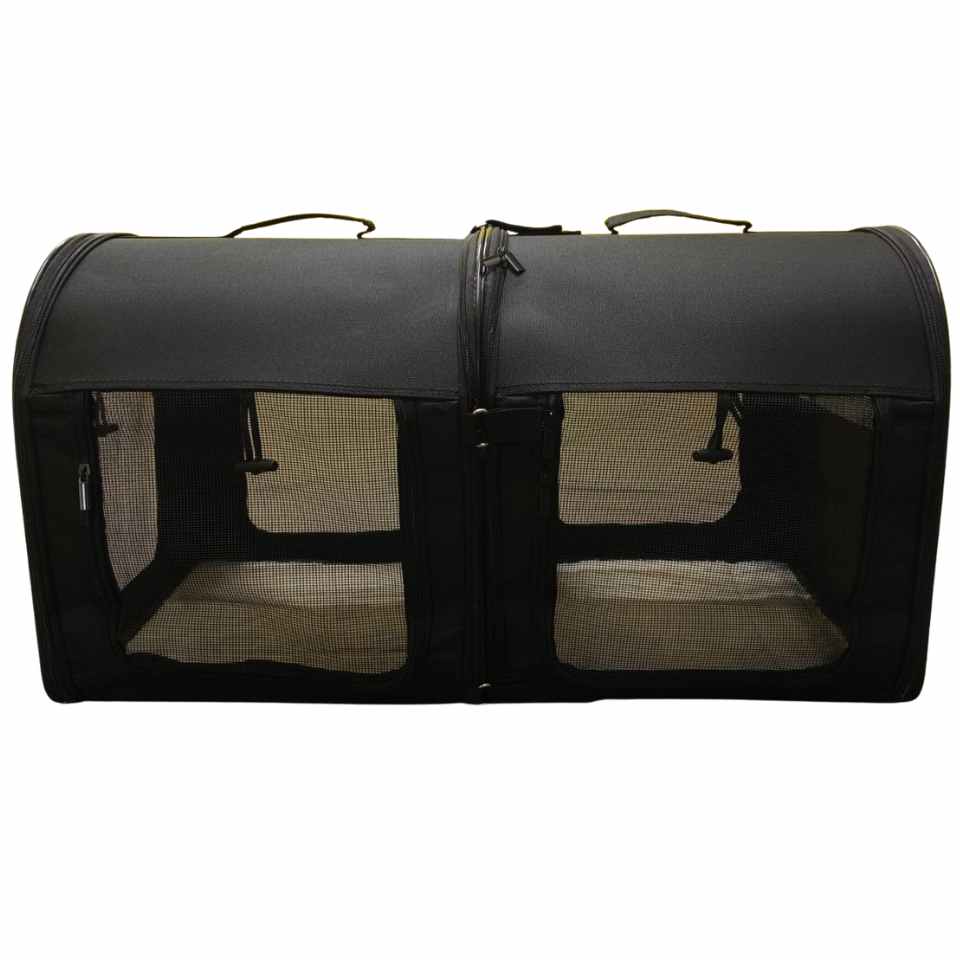 2-in-1 Multi-katten reismand voor in de auto 90x35x44,5 cm - Dubbele kattenkennel voor lange autoreizen - Zitverhoger voor 2 katten voor achterbank met harnas