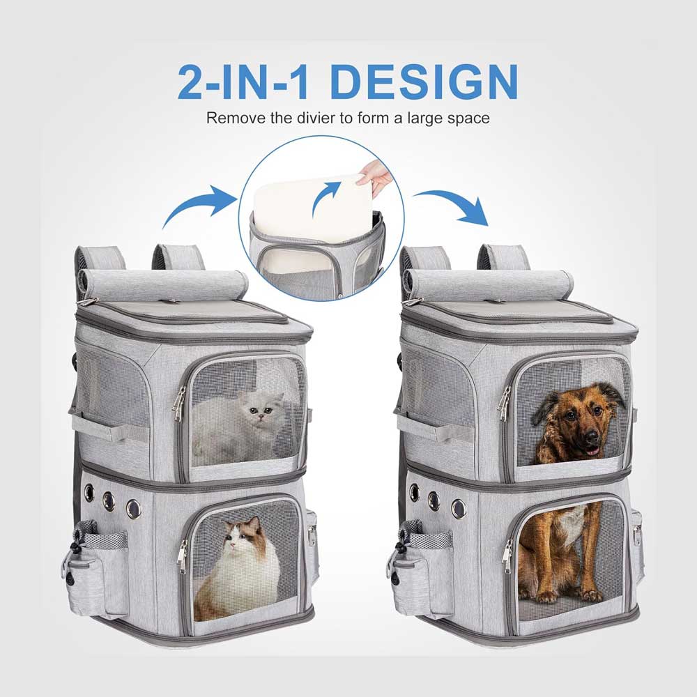 DoubleCat Carrier for 2 Cats, Foldable Pet Carrier for 2 Cats/Small Dogs/Rabbits, not divisible