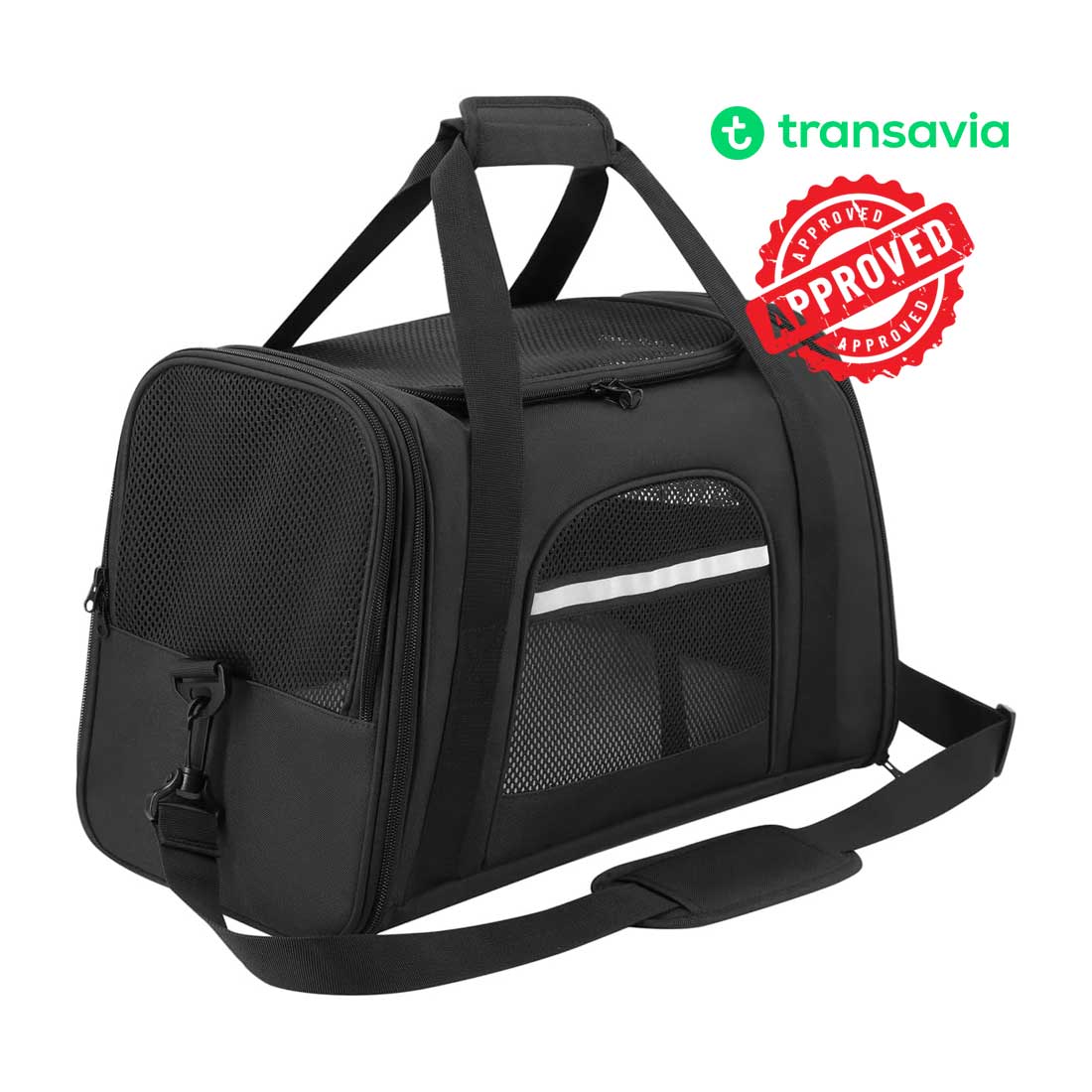 Dog carrier bag airline approved size 40x30x24 cm, best of pet travel carriers in-cabin, Transavia