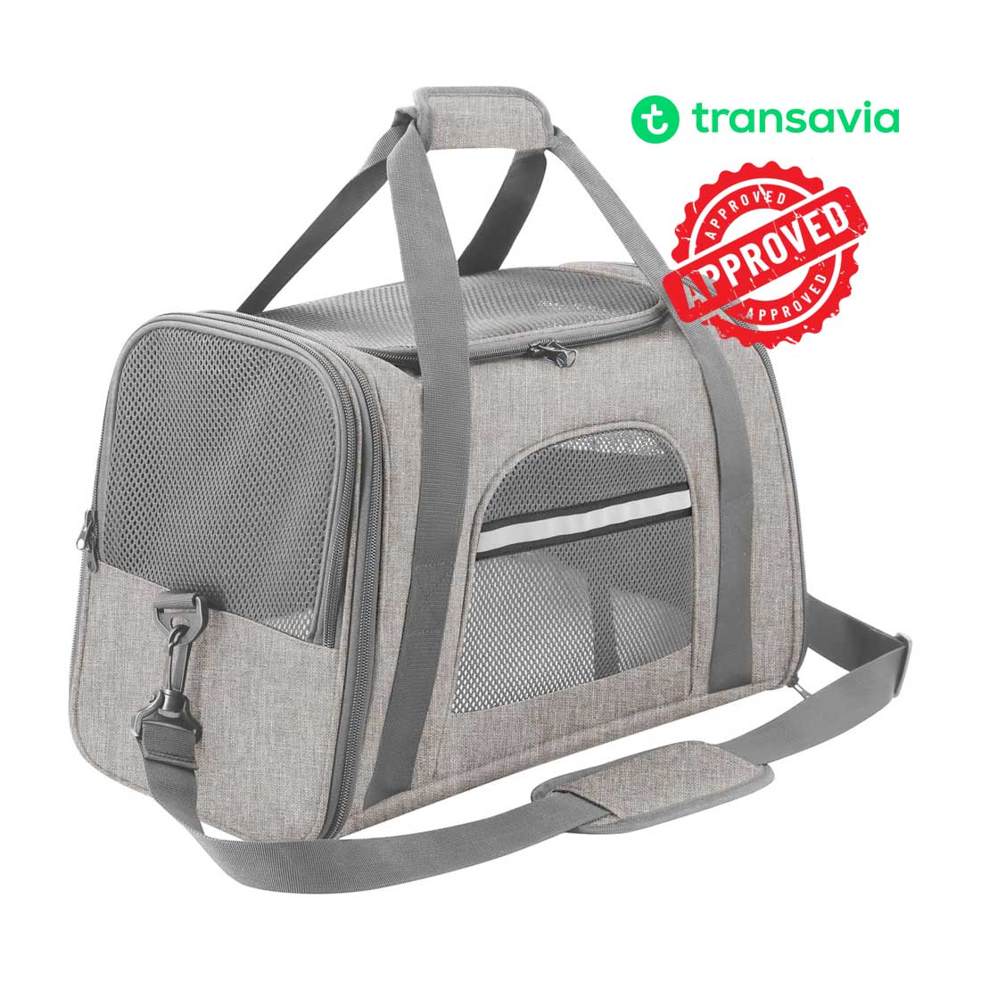 Dog carrier bag airline approved size 40x30x24 cm, best of pet travel carriers in-cabin, Transavia