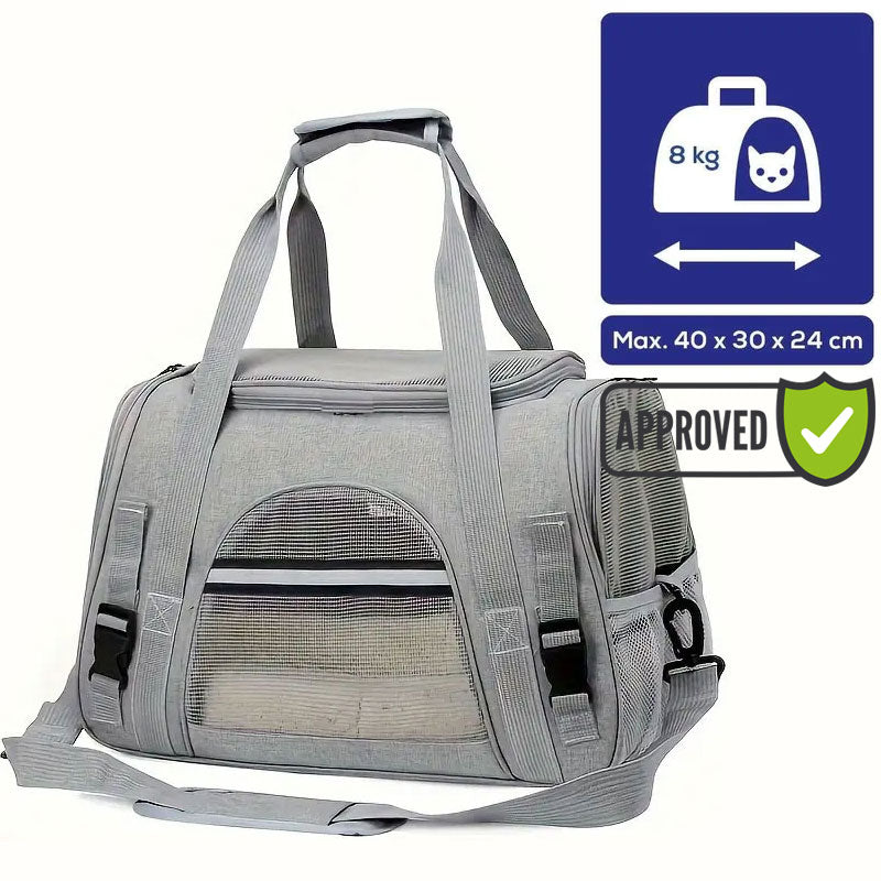 Dog carrier bag airline approved size 40x30x24 cm, best of pet travel carriers in-cabin, Transavia