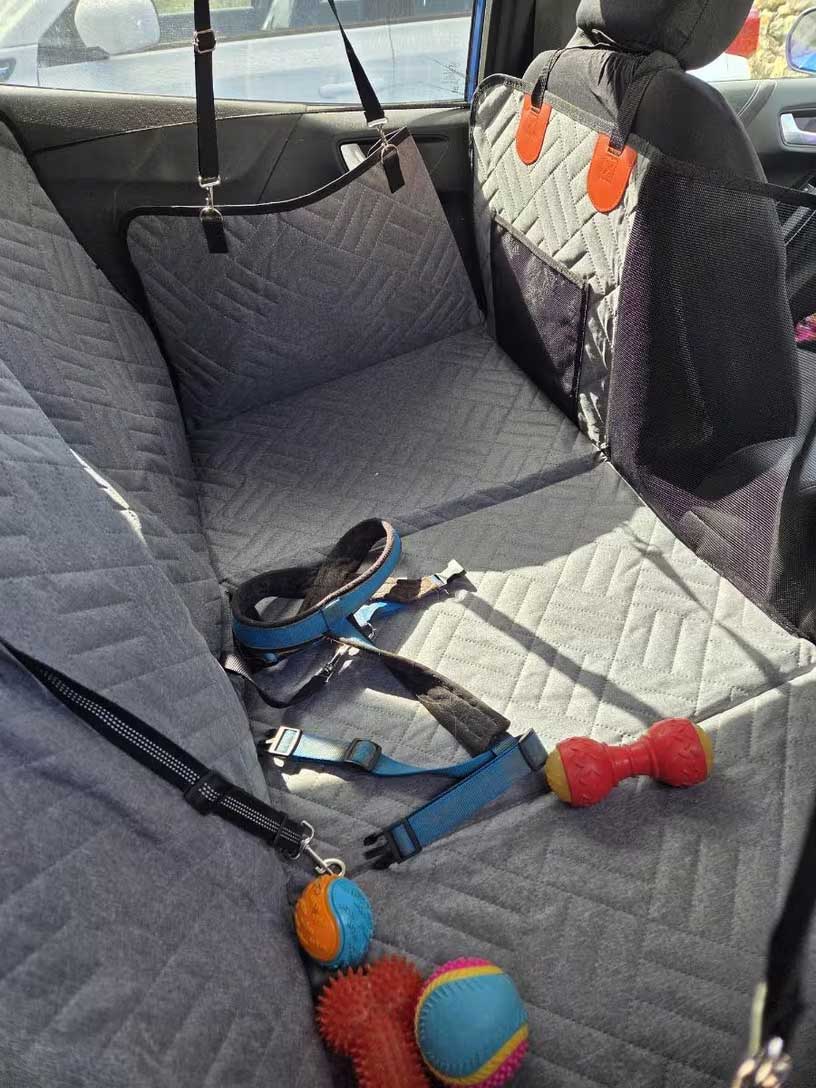 Hard Bottom Dog Car Back Seat Cover 130x65cm - Backseat Extender and Car Separator for Dogs