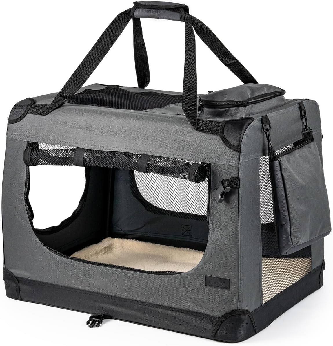 XXL Dog Transport Box, Foldable Soft Dog Kennel with Chew Proof Mesh Windows, Extra large size, 100 x 70 x 70 cm | Collapsible Dog Crate for large dogs