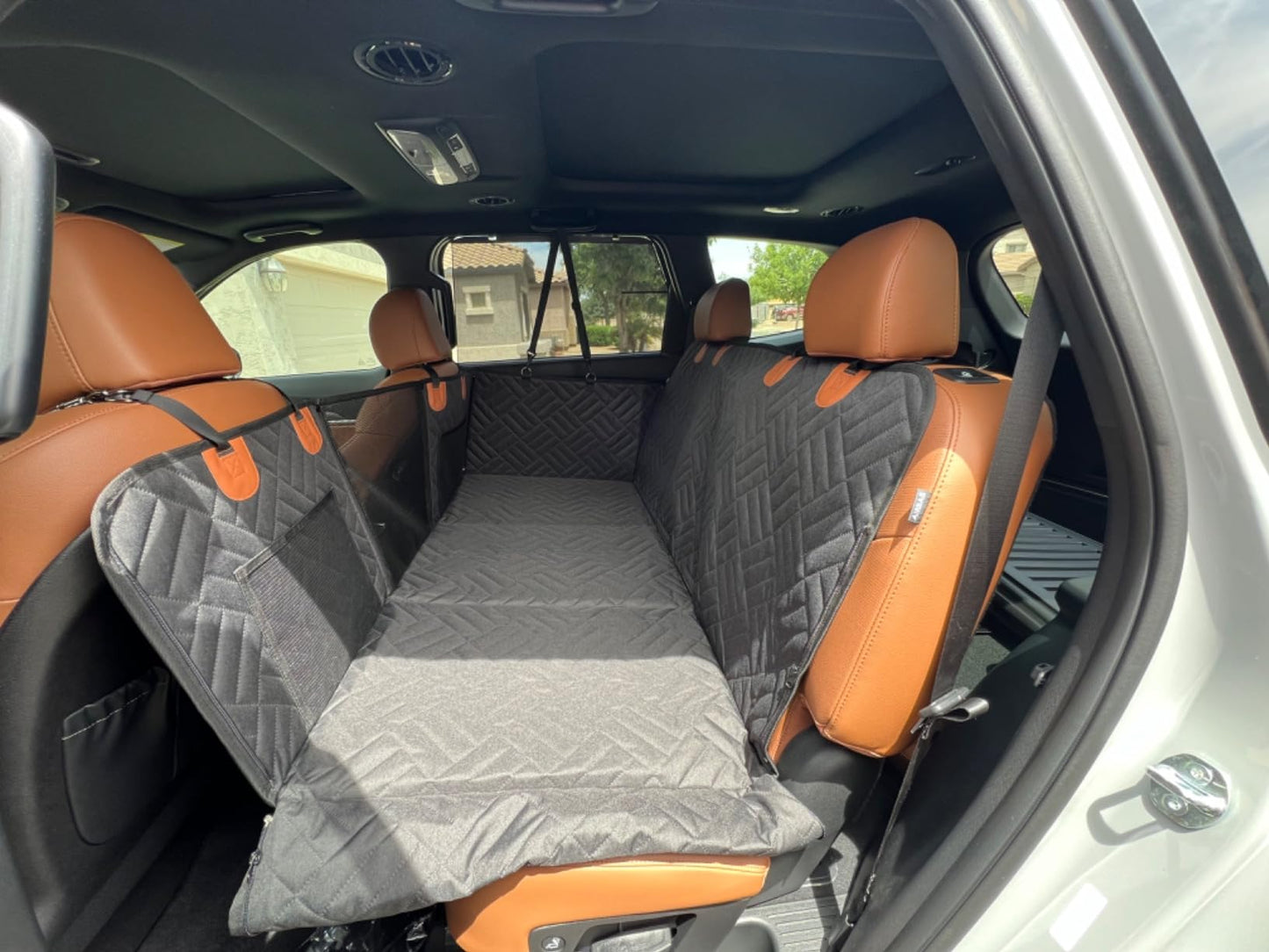 Hard Bottom Dog Car Back Seat Cover 130x65cm - Backseat Extender and Car Separator for Dogs