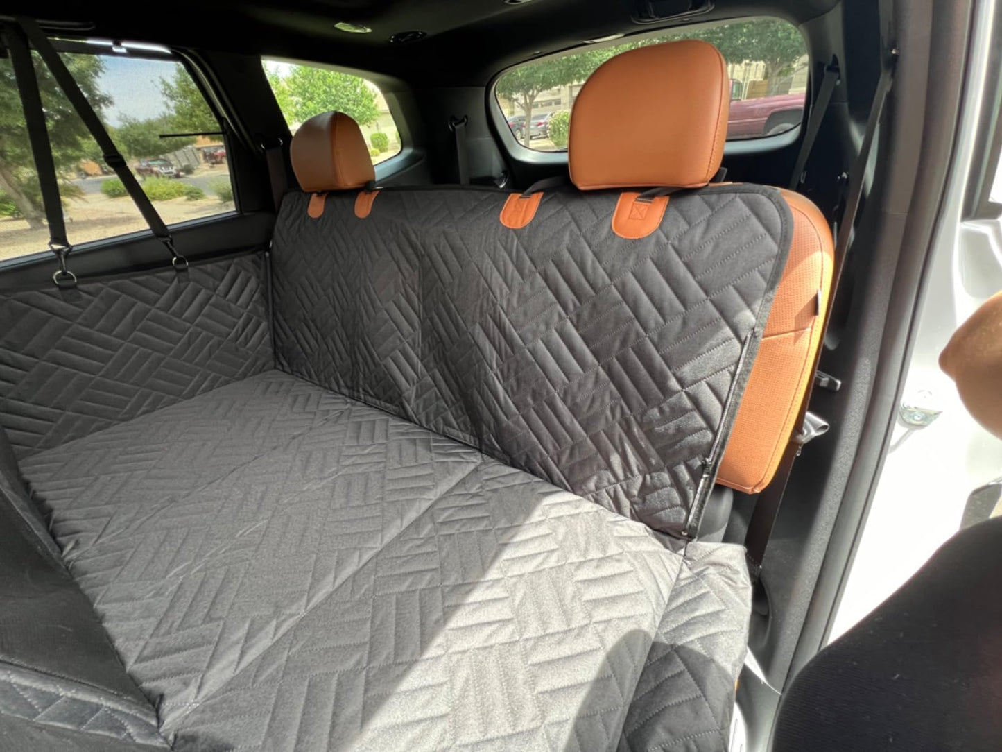 Hard Bottom Dog Car Back Seat Cover 130x65cm - Backseat Extender and Car Separator for Dogs