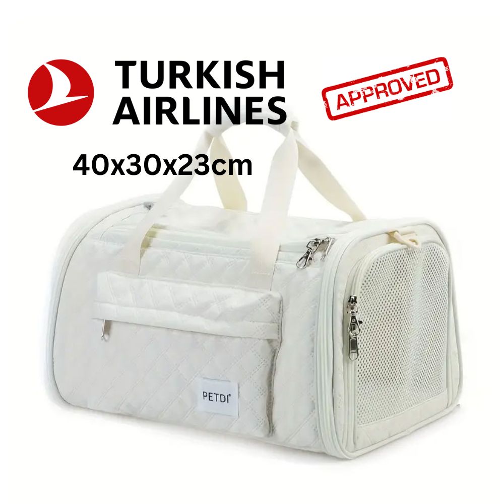Turkish airlines approved cabin pet carrier, dimensions 40x30x23,  international size for cat and dog, expanded Beige