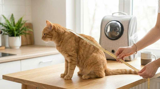 Hoe meet je een kat op voor een katten rugzak?