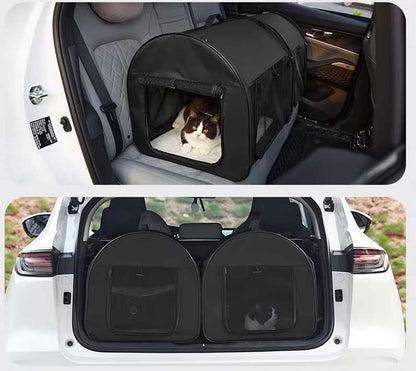 2-in-1 Multi-katten reismand voor in de auto 102x50x49cm - Dubbele kattenkennel voor lange autoreizen - Zitverhoger voor 2 katten voor achterbank met harnas