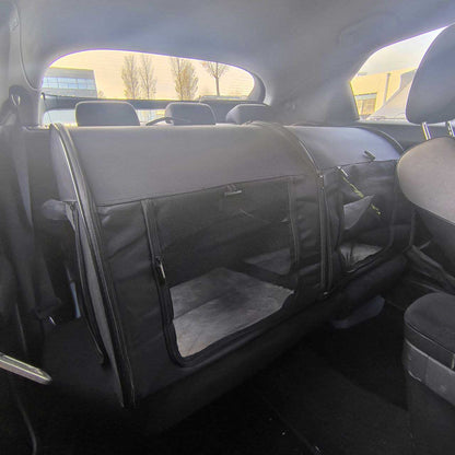 2-in-1 Multi-katten reismand voor in de auto 102x50x49cm - Dubbele kattenkennel voor lange autoreizen - Zitverhoger voor 2 katten voor achterbank met harnas