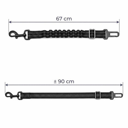 Dog Car Seat Belt with Bungee – Clicks into Buckle – 67 cm
