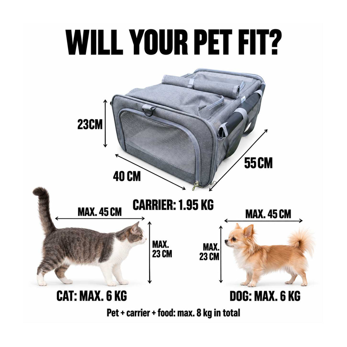 Austrian Airlines Dog & Cat soft Carrier – 55x40x23 cm Cabin Size, Max 8 kg