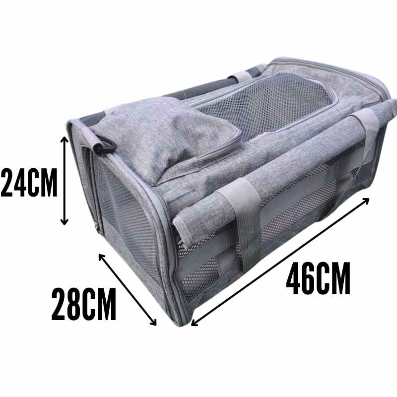 KLM Airloo pet cabin bag, dimensions 46 x 28 x 24 cm, ailrline approved travel carrier with size for small dog or cat