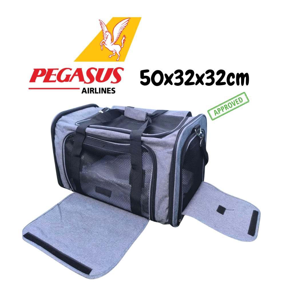 Pegasus Pet Carrier 50×32×32 cm – In Cabin Travel Bag for Pets – Suitable for Dog & Cat under seat – Pegasus Airlines Flights