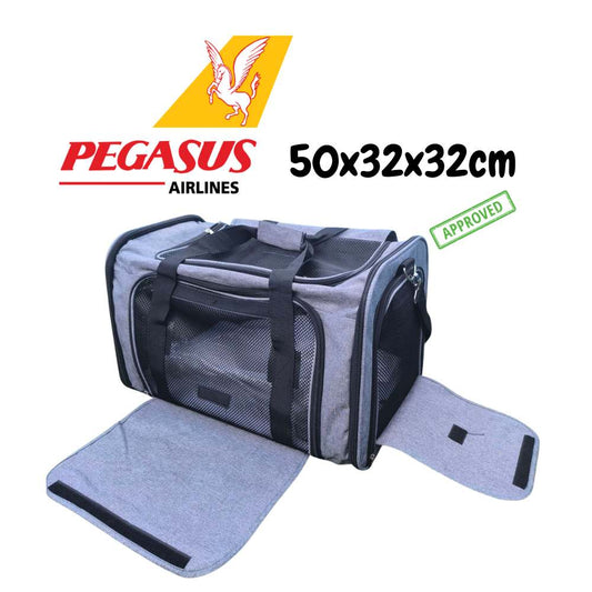 Pegasus Pet Carrier 50×32×32 cm – In Cabin Travel Bag for Pets – Suitable for Dog & Cat under seat – Pegasus Airlines Flights