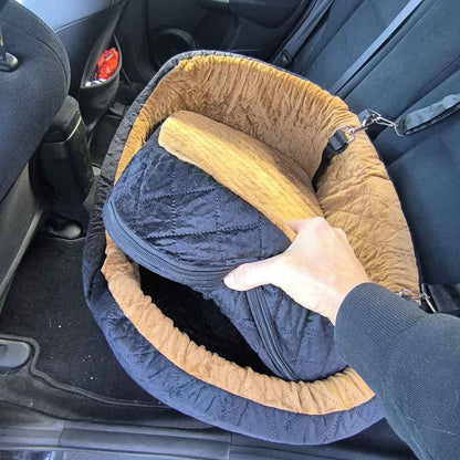 Premium Car booster seat for Large Dog or 2 Small Dogs up to 25kg with orthopedic pillow