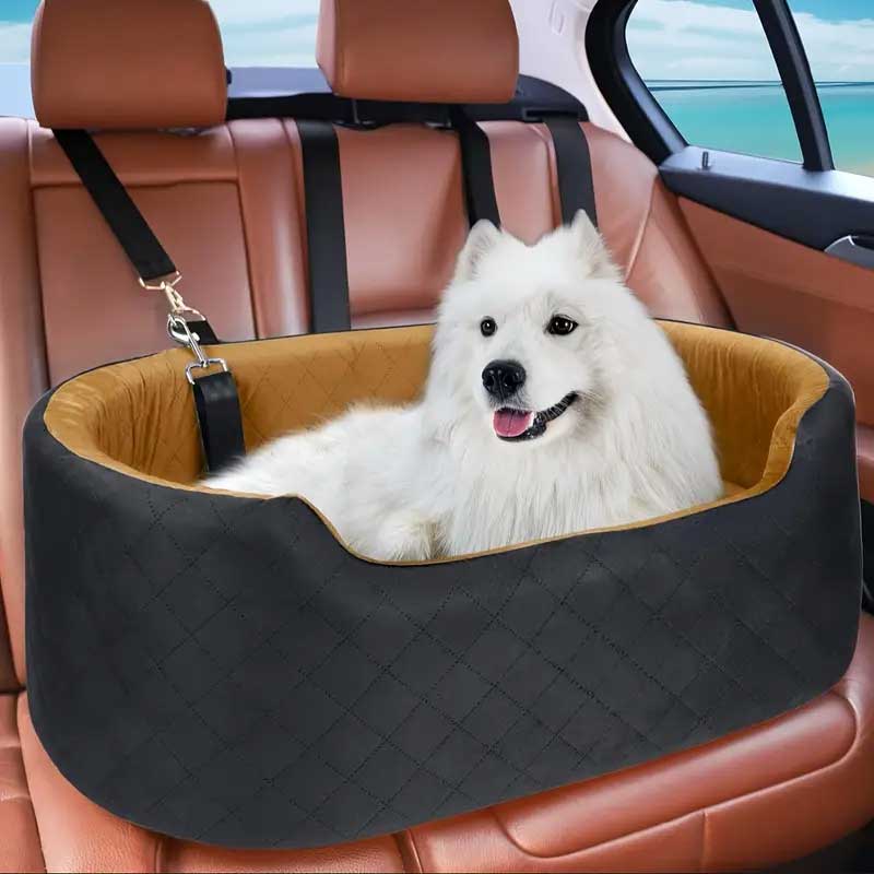 Premium Car booster seat for Large Dog or 2 Small Dogs up to 25kg with orthopedic pillow