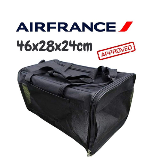 Air France pet carrier, size 46 x 28 x 24 cm, airline approved in-cabin, travel with dog or cat on board