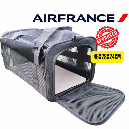 Air France pet carrier, size 46 x 28 x 24 cm, airline approved in-cabin, travel with dog or cat on board