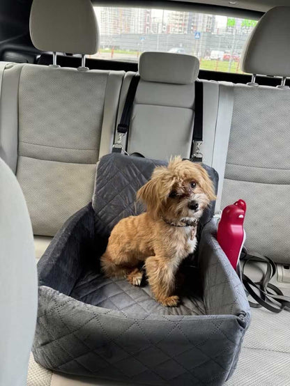 DoggoRide Dog booster seat 45x45x35 cm for one or two small dogs, puppies up to 9 kg like Chihuahua, Pomeranian, Yorkshire, Maltese