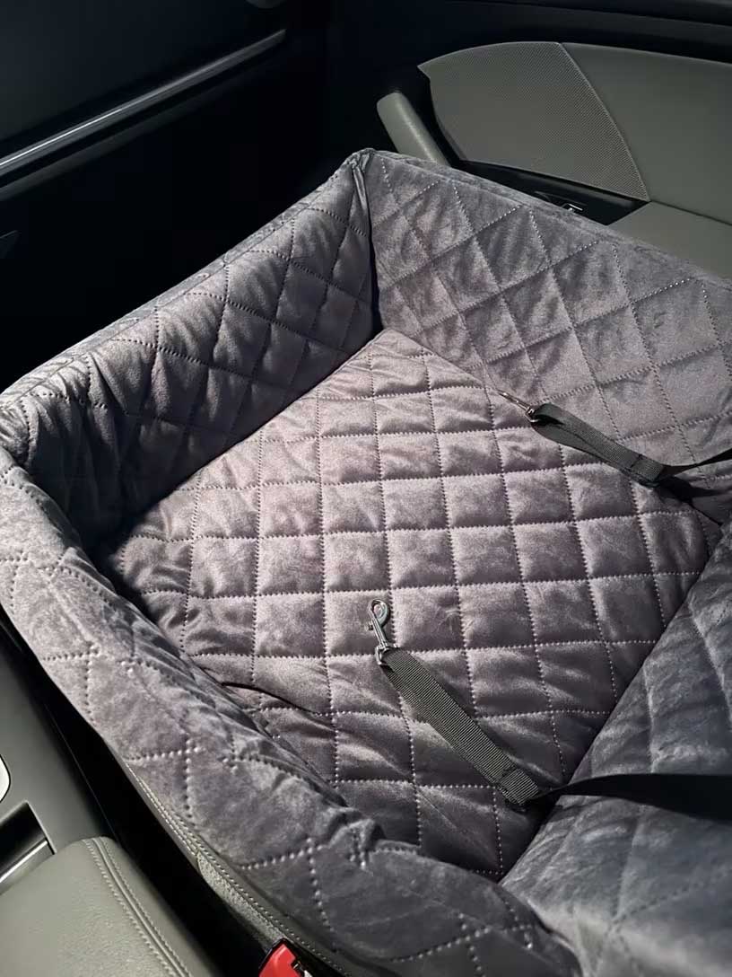 DoggoRide Dog booster seat 45x45x35 cm for one or two small dogs, puppies up to 9 kg like Chihuahua, Pomeranian, Yorkshire, Maltese