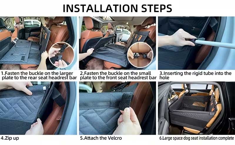 Dog car seat half hammock installation instructions