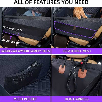 Dog car seat half hammock style, one side seat cover protector with hard bottom & anti slip for SUV, sedan