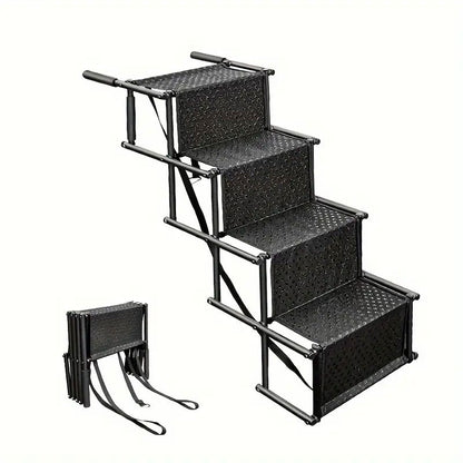 Foldable Dog Stairs with 4 steps & Ramp for Large Dogs | Ideal for High Cars like Land Rover