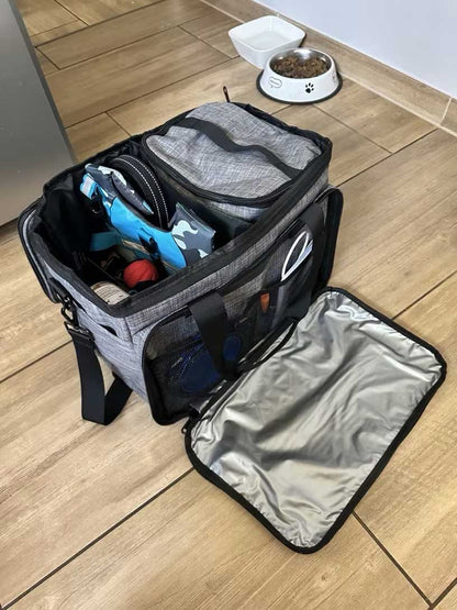 Skyora Dog travel bag for supplies 40x30x24cm, airline approved, 6-piece dog travel kit