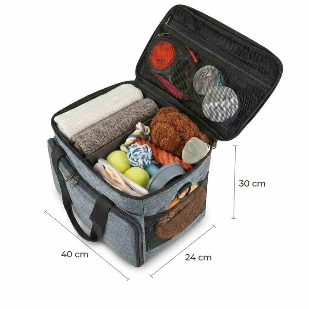 Skyora Dog travel bag for supplies 40x30x24cm, airline approved, 6-piece dog travel kit