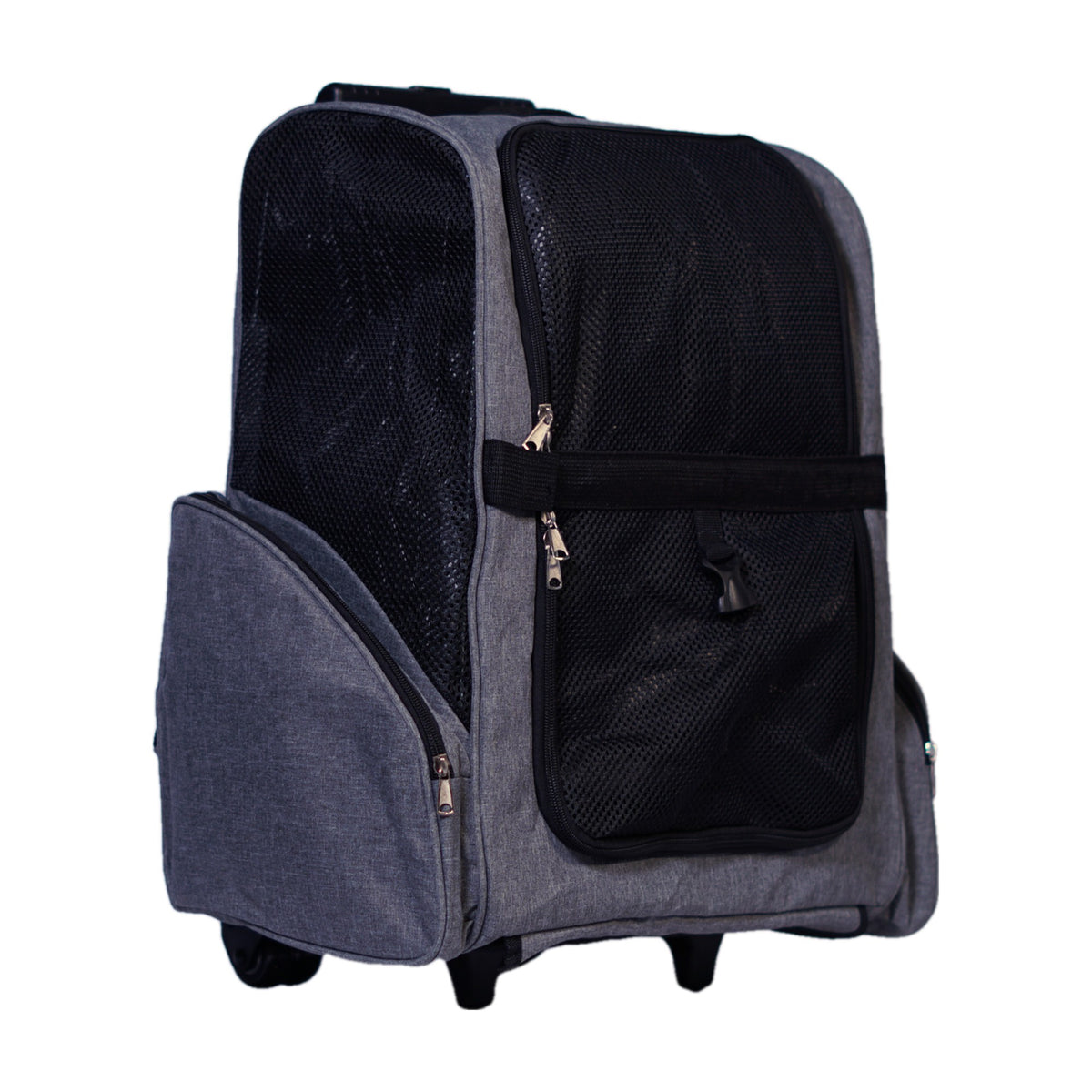 2-in-1 hondentrolley rugzak 43x28x53 cm, grijs met zwart gaas