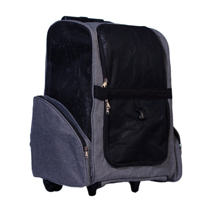 2-in-1 hondentrolley rugzak 43x28x53 cm, grijs met zwart gaas