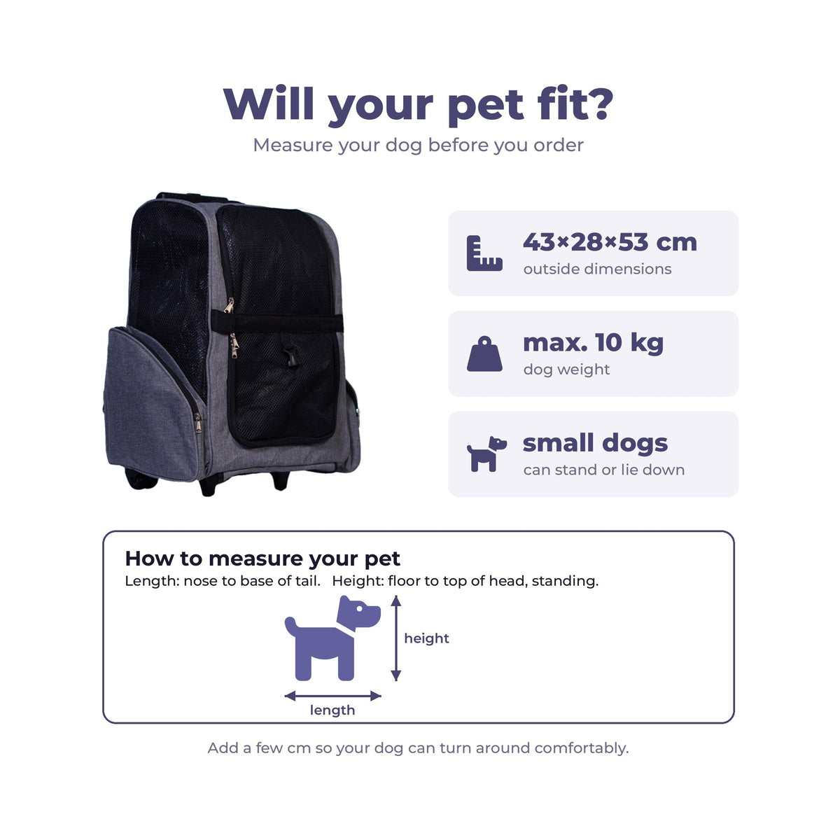 Zo meet je je hond op voor de hondentrolley: lengte en hoogte