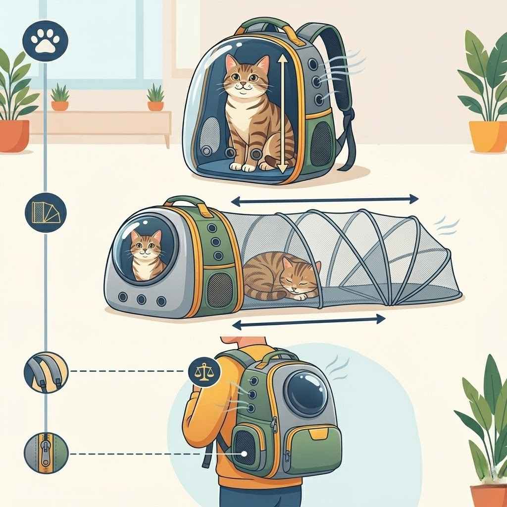 Een kat opmeten voor een rugzak