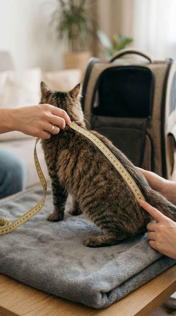 Een kat opmeten voor een rugzak