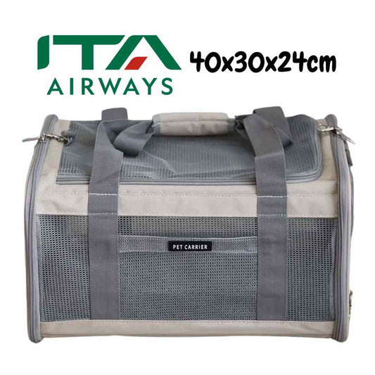 ITA Airways huisdierendraagtas 40x30x24 cm voor honden en katten - Door de luchtvaartmaatschappij goedgekeurd voor gebruik in de cabine op binnenlandse vluchten