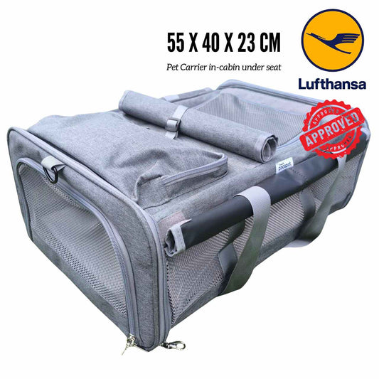 Miravia Lufthansa Reistas voor Hond en Kat 55x40x23 cm met Privacygordijnen