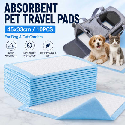 Absorbent Pet Travel Pads 45x33cm for Dog & Cat Carriers (10pcs)