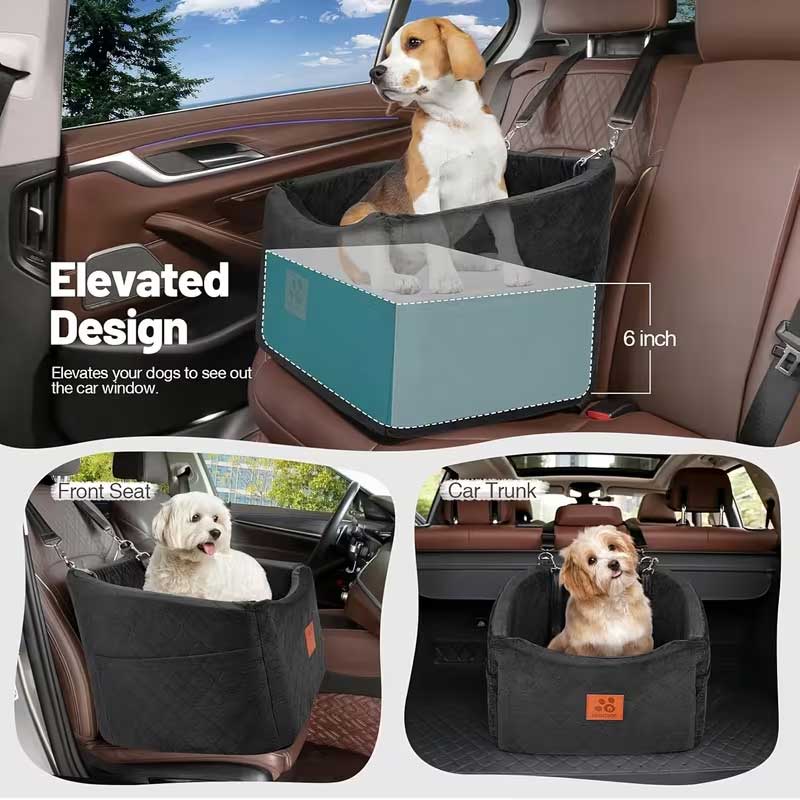 Raised car seat for small dogs 48x48x40 cm
