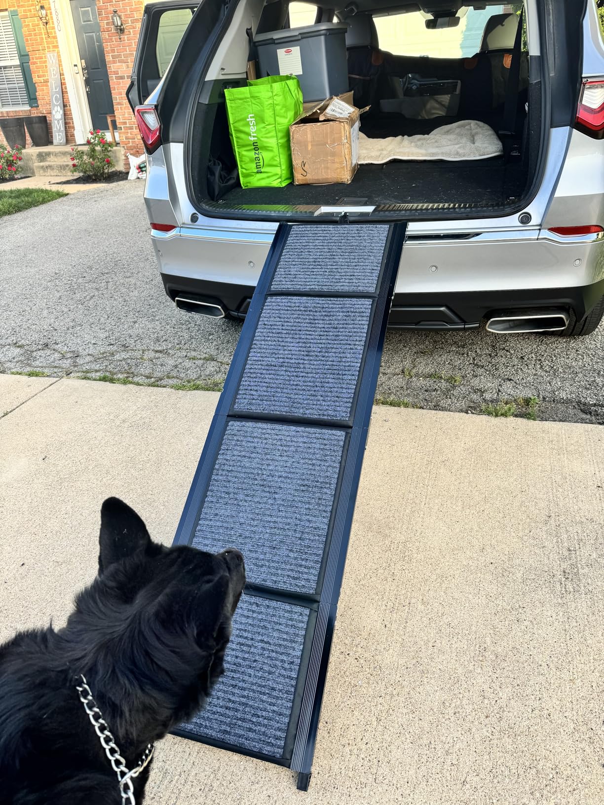 Hondenloopplank voor Auto 160x43cm – Opvouwbare Aluminium Loopplank Hond – Beste Hondenloopplank voor hoge auto, land rover