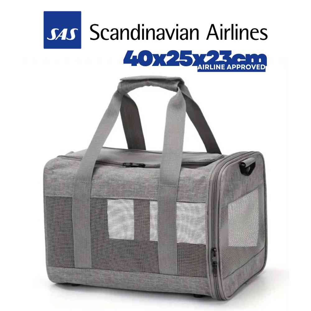 SAS airlines Pet carrier bag 40x25x23cm for small dogs and cats, Airline approved for using under seat in front of you in-cabin