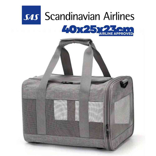 SAS airlines Pet carrier bag 40x25x23cm for small dogs and cats, Airline approved for using under seat in front of you in-cabin