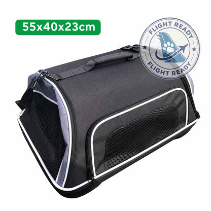 Soft pet carrier 55 x 40 x 23 cm for dogs and cats up to 8 kg – in-cabin, under seat