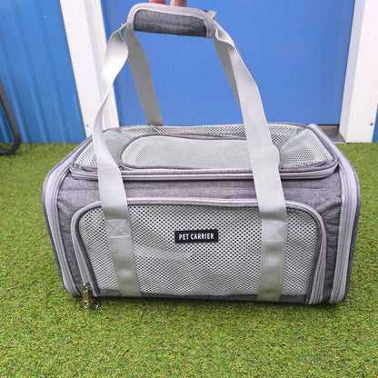 Top-expandable Transavia pet carrier in-cabin 40x30x24cm airline approved for small dogs and medium cats