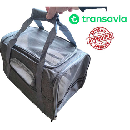 Reistas kat vliegtuig 40x30x24 Transavia, FlyPet draagtas onder vliegtuigstoel, draagtas voor huisdieren in de cabine voor internationale vluchten, reismand kat opening boven