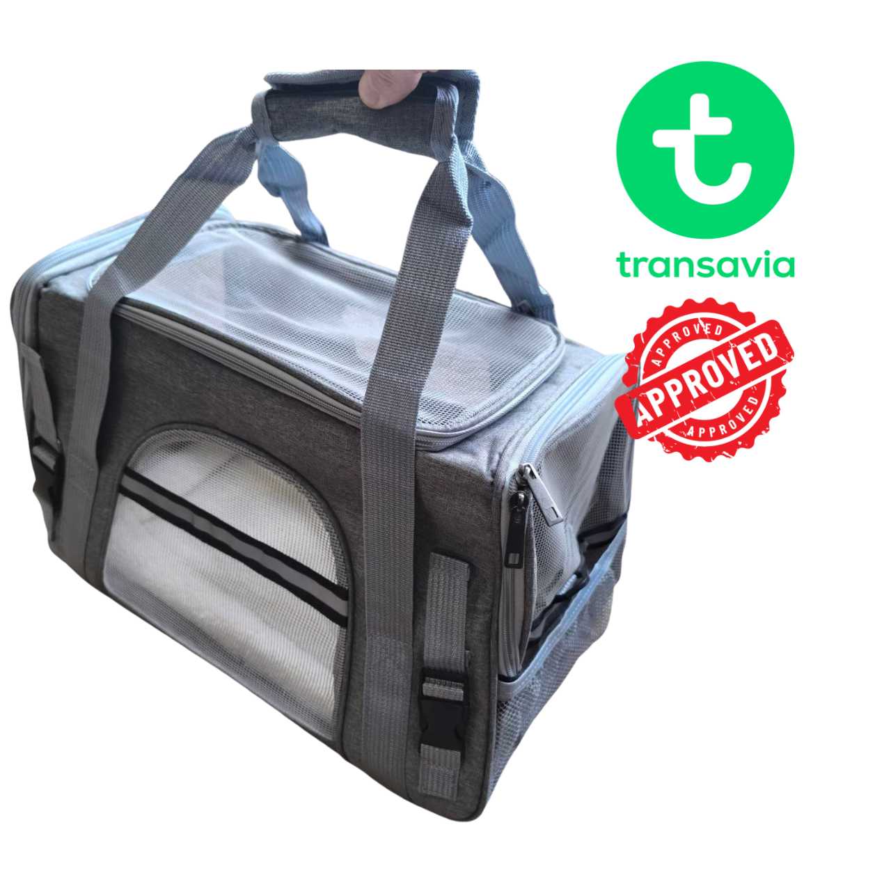 Dog carrier bag airline approved size 40x30x24 cm, best of pet travel carriers in-cabin, Transavia